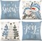 Christmas Pillow Covers 18x18 Set of 4, Winter Snowman Joy Snowflake Throw Pillow Covers Let it Snow Xmas Tree Home Decor for Pillow Case Happy Holiday Cushion Case for Sofa Couch